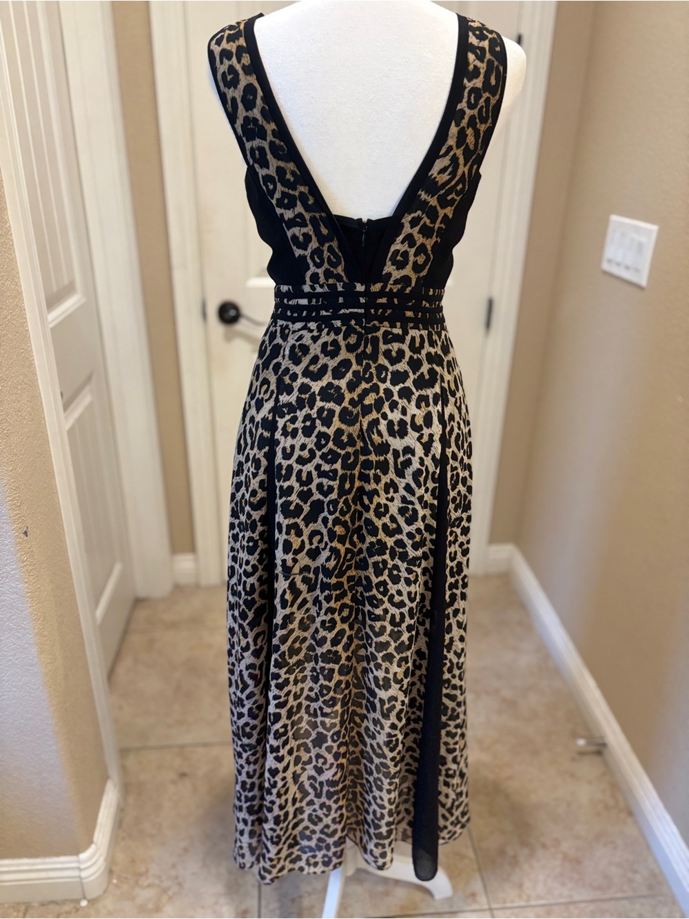 All-Saints Leopard Print V‑Neck Maxi Dress in Animal Print - Picture 8 of 8